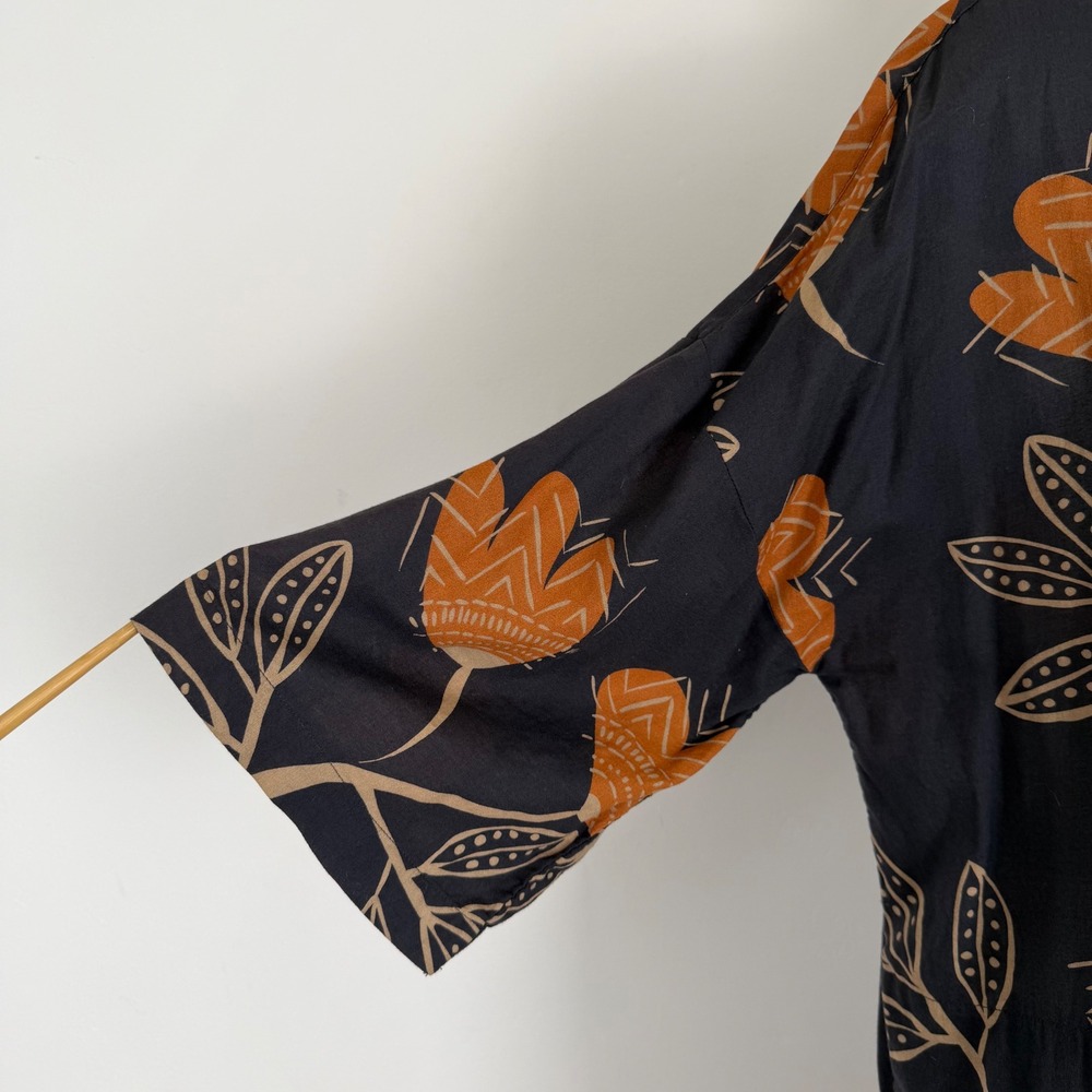Gudrun Sjoden Womens Organic Cotton Floral Duster Cardigan Navy Rust Medium - Picture 5 of 14